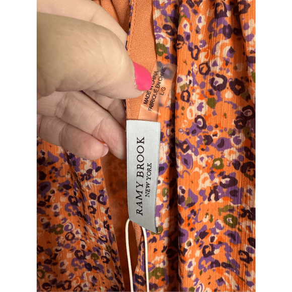 Ramy Brook NWT Preston Floral Mini Fit and Flare Dress in Coral Combo Size L - Picture 4 of 8